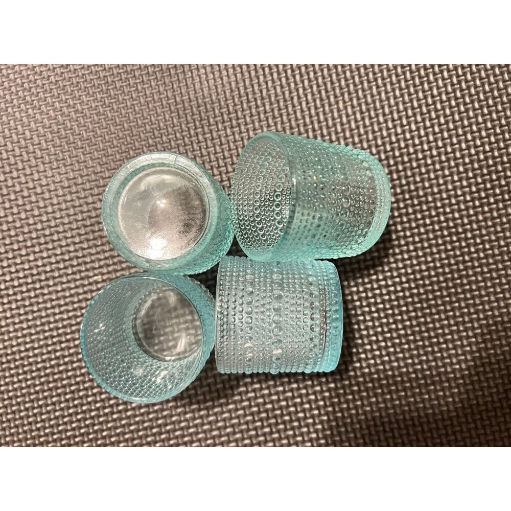Vintage Style Aqua Hobnail Glass Tumblers Textured Set of 4 - Picture 1 of 3